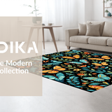 Ultra Soft Area Rug, Non Slip, Stain Resistant, Washable Area Rugs for Living Room, Bedroom, Rustic Garden Vibe with Butterflies(Blue)