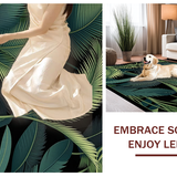 Ultra Soft Area Rug, Non Slip, Stain Resistant, Washable Area Rugs for Living Room, Bedroom, Minimalist Tropical Leaf Arrangement(Green)