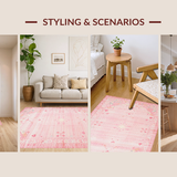 Ultra Soft Area Rug, Non Slip, Stain Resistant, Washable Area Rugs for Living Room, Bedroom, Delicate Pastel Dreamy Aesthetic(Pink)
