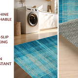 Ultra Soft Area Rug, Non Slip, Stain Resistant, Washable Area Rugs for Living Room, Bedroom, Coastal Dreamscape Rug with Geometric Turtle and Modern Ocean Wave Design(Blue)