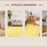 Ultra Soft Area Rug, Non Slip, Stain Resistant, Washable Area Rugs for Living Room, Bedroom, Rustic Cozy Modern Motif(Yellow)