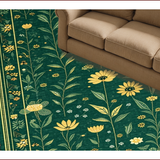 Ultra Soft Area Rug, Non Slip, Stain Resistant, Washable Area Rugs for Living Room, Bedroom, Eclectic Insect Botanical Motif(Green)