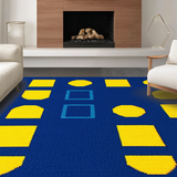 Ultra Soft Area Rug, Non Slip, Stain Resistant, Washable Area Rugs for Living Room, Bedroom, Vibrant Navy and Yellow Visuals(Blue)