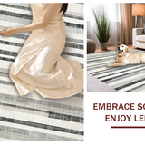 Ultra Soft Area Rug, Non Slip, Stain Resistant, Washable Area Rugs for Living Room, Bedroom, Black & White Striped Rug: Modern Handwoven Design(Gray)