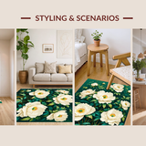 Ultra Soft Area Rug, Non Slip, Stain Resistant, Washable Area Rugs for Living Room, Bedroom, Eclectic Nature-Inspired Visuals(White)