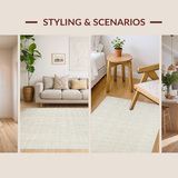Ultra Soft Area Rug, Non Slip, Stain Resistant, Washable Area Rugs for Living Room, Bedroom, Sophisticated Subtle Ogee Style(Beige)