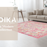 Ultra Soft Area Rug, Non Slip, Stain Resistant, Washable Area Rugs for Living Room, Bedroom, Subtle Neutral Boho Chic Appeal(Pink)