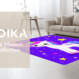 Ultra Soft Area Rug, Non Slip, Stain Resistant, Washable Area Rugs for Living Room, Bedroom, Playful Kawaii Rainbow Dreamscape(Purple)