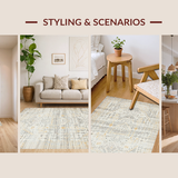 Ultra Soft Area Rug, Non Slip, Stain Resistant, Washable Area Rugs for Living Room, Bedroom, Artistic Light Toned Elements(Gray)