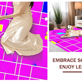 Ultra Soft Area Rug, Non Slip, Stain Resistant, Washable Area Rugs for Living Room, Bedroom, Joyful Pink and Yellow Artistic Layout(Pink)