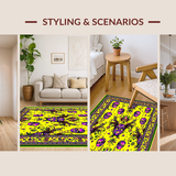 Ultra Soft Area Rug, Non Slip, Stain Resistant, Washable Area Rugs for Living Room, Bedroom, Colorful Jazz-Inspired Pattern(Yellow)