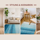 Ultra Soft Area Rug, Non Slip, Stain Resistant, Washable Area Rugs for Living Room, Bedroom, Stripe Patterned Outdoor Porch Mat(Blue)