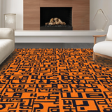 Ultra Soft Area Rug, Non Slip, Stain Resistant, Washable Area Rugs for Living Room, Bedroom, Witty Monochrome Text Design(Orange)