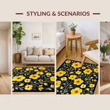 Ultra Soft Area Rug, Non Slip, Stain Resistant, Washable Area Rugs for Living Room, Bedroom, Artistic Modern Flower Pattern(Yellow)