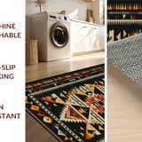 Ultra Soft Area Rug, Non Slip, Stain Resistant, Washable Area Rugs for Living Room, Bedroom, Boho Luxe Aztec Geometry(Black)
