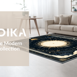 Ultra Soft Area Rug, Non Slip, Stain Resistant, Washable Area Rugs for Living Room, Bedroom, Elegant Minimalist Lunar Design(Black)
