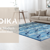 Ultra Soft Area Rug, Non Slip, Stain Resistant, Washable Area Rugs for Living Room, Bedroom, Elegant Blue Animal Motif(Blue)