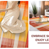 Ultra Soft Area Rug, Non Slip, Stain Resistant, Washable Area Rugs for Living Room, Bedroom, Artful Bright Tiled Composition(Orange)