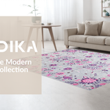 Ultra Soft Area Rug, Non Slip, Stain Resistant, Washable Area Rugs for Living Room, Bedroom, Stylish Modern Floral Fusion(Gray)