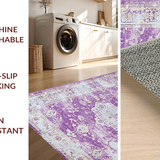 Ultra Soft Area Rug, Non Slip, Stain Resistant, Washable Area Rugs for Living Room, Bedroom, Luxurious Neutral Toned Symmetry(Purple)