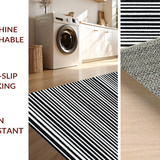 Ultra Soft Area Rug, Non Slip, Stain Resistant, Washable Area Rugs for Living Room, Bedroom, Black and White Striped Handmade Woven Design(Black)