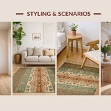Ultra Soft Area Rug, Non Slip, Stain Resistant, Washable Area Rugs for Living Room, Bedroom, Casual Striped Geometric Fusion(Brown)