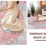 Ultra Soft Area Rug, Non Slip, Stain Resistant, Washable Area Rugs for Living Room, Bedroom, Transitional Soft Toned Artwork(Pink)