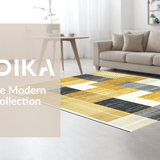 Ultra Soft Area Rug, Non Slip, Stain Resistant, Washable Area Rugs for Living Room, Bedroom, Stylish Contemporary Ogee Patterns(Gold)