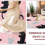 Ultra Soft Area Rug, Non Slip, Stain Resistant, Washable Area Rugs for Living Room, Bedroom, Modern Cute Cat Print Concept(Pink)