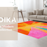 Ultra Soft Area Rug, Non Slip, Stain Resistant, Washable Area Rugs for Living Room, Bedroom, Eye-Catching Abstract Circular Illusion(Orange)