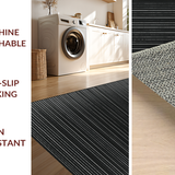 Ultra Soft Area Rug, Non Slip, Stain Resistant, Washable Area Rugs for Living Room, Bedroom, Elegant Contrast Banded Rug with Alternating Linear Pattern(Black)