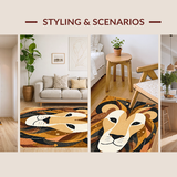 Ultra Soft Area Rug, Non Slip, Stain Resistant, Washable Area Rugs for Living Room, Bedroom, Charming Lion Jungle Aesthetic(Brown)