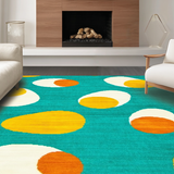 Ultra Soft Area Rug, Non Slip, Stain Resistant, Washable Area Rugs for Living Room, Bedroom, Eclectic Egg-Shaped Aesthetic(Blue)