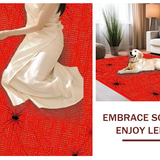Ultra Soft Area Rug, Non Slip, Stain Resistant, Washable Area Rugs for Living Room, Bedroom, Elegant Black and Red Motif(Red)