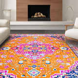 Ultra Soft Area Rug, Non Slip, Stain Resistant, Washable Area Rugs for Living Room, Bedroom, Contemporary Lattice Pattern Charm(Orange)