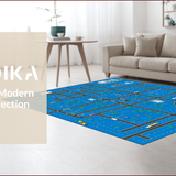 Ultra Soft Area Rug, Non Slip, Stain Resistant, Washable Area Rugs for Living Room, Bedroom, Vibrant Blue Gray Traffic Pattern(Blue)