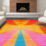 Ultra Soft Area Rug, Non Slip, Stain Resistant, Washable Area Rugs for Living Room, Bedroom, Eye-Catching Abstract Circular Illusion(Orange)