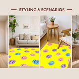 Ultra Soft Area Rug, Non Slip, Stain Resistant, Washable Area Rugs for Living Room, Bedroom, Cheerful Whimsical Emotion Design(Yellow)