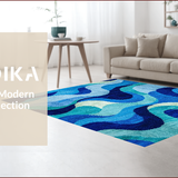 Ultra Soft Area Rug, Non Slip, Stain Resistant, Washable Area Rugs for Living Room, Bedroom, Abstract Wave Design(Blue)