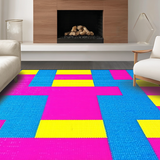Ultra Soft Area Rug, Non Slip, Stain Resistant, Washable Area Rugs for Living Room, Bedroom, Fun Interactive Colorful Hopscotch Theme(Blue)