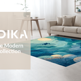 Ultra Soft Area Rug, Non Slip, Stain Resistant, Washable Area Rugs for Living Room, Bedroom, Oceanic Serenity Rug with Modern Turtle Silhouette and Coastal Swirl Motifs(Blue)