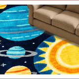 Ultra Soft Area Rug, Non Slip, Stain Resistant, Washable Area Rugs for Living Room, Bedroom, Colorful Solar System Playroom Non-Slip Kids Carpet(Blue)