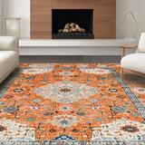 Ultra Soft Area Rug, Non Slip, Stain Resistant, Washable Area Rugs for Living Room, Bedroom, Modern Eclectic Vintage Hue(Orange)