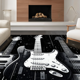 Ultra Soft Area Rug, Non Slip, Stain Resistant, Washable Area Rugs for Living Room, Bedroom, Modern 3D Guitar Artistry(Gray)