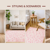 Ultra Soft Area Rug, Non Slip, Stain Resistant, Washable Area Rugs for Living Room, Bedroom, Luxe Contemporary Curved Shapes(Pink)