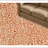Ultra Soft Area Rug, Non Slip, Stain Resistant, Washable Area Rugs for Living Room, Bedroom, Contemporary Symmetrical Patterned Accent(Orange)