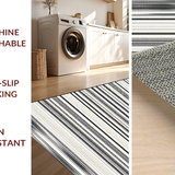 Ultra Soft Area Rug, Non Slip, Stain Resistant, Washable Area Rugs for Living Room, Bedroom, Industrial Stripe Rug with Minimalist Dash Sequence and Modern Linear Motif(Black)