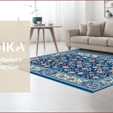 Ultra Soft Area Rug, Non Slip, Stain Resistant, Washable Area Rugs for Living Room, Bedroom, Retro Floral Bedroom Area Rug Machine Washable(Blue)