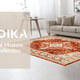 Ultra Soft Area Rug, Non Slip, Stain Resistant, Washable Area Rugs for Living Room, Bedroom, Chic Warm-Hued Decorative Style(Orange)