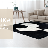 Ultra Soft Area Rug, Non Slip, Stain Resistant, Washable Area Rugs for Living Room, Bedroom, Elegant Black and White Symmetrical Art(Black)